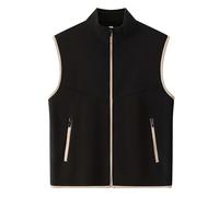 Chaleco genérico para hombre con capucha de piel y puffer chaleco acolchado de manga larga para invierno, al aire libre, chaleco sin hombre, vaquero, Le Noir, M