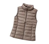 Chaleco Guateado Ultraligero Mujer - Plumas Ligero Acolchado Señora Chaqueta Abrigo Sin Mangas Plumífero Tallas Grandes - Caqui M