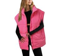 Chaleco hinchado de tamaño para mujer, chaqueta ligera con cuello levantado, mangas de vuelo, acolchada con aislamiento, abrigo con bolsillos Petos Ropa Mujer Chaquetas Rosas Mujer