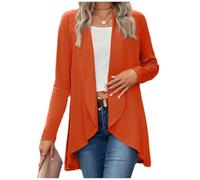 Chaleco Holgado de Manga Larga y Color Liso, Chaqueta Informal de Punto Ligera, Chaqueta de Punto para Mujer de otoño-Invierno, Jersey de Manga Larga,Orange Red,L