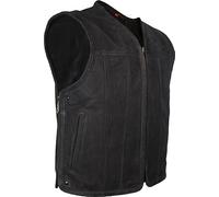 Chaleco Hombre Cuero Negro Mate - Chaleco Moto - Chaqueta Sin Mangas Hombre | Chaleco Motero Hombre En Piel De Búfalo Nubuck, Cremallera De Latón, 4 Bolsillos, Laterales Extensibles, Chaqueta Cuero Biker