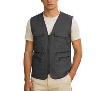 Chaleco Hombre Mujer de Trabajo Chaqueta Sin Mangas Corte Recto Cuello V con Cierre Cremallera Almacenamientos con Solapa Compartimentos Cremallera Longitud Caderas para Estilo Utilidad Workwear