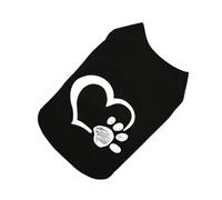Chaleco Huella y Corazón Estampado de Perros, Verano | Algodón Negro, Cómodo y Fácil de Poner, para Paseos y Retratos, Medida para Perros Pequeños