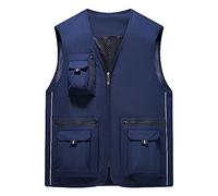 Chaleco Informal sólido para Hombre, Abrigo con Cuello levantado, Bolsillo múltiple, sin Mangas, con Bolsillo y Cremallera Camiseta Capucha Mangas Hombre