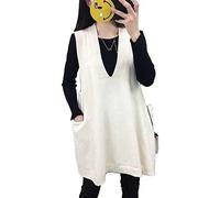 Chaleco Jersey de Punto Mujer Jerséis Tank Tops Casual Suéter sin Mangas Punto Knitwear Vintage de Cuello V Pullover Vest con 2 Bolsillos para Otoño Invierno