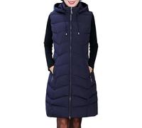 Chaleco largo acolchado para mujer, sin mangas, con cremallera, acolchado, grueso, cálido, para invierno, bolsillos con cremallera, azul, XL