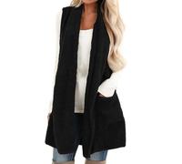 Chaleco largo de punto para mujer, chaleco de punto para mujer, chaleco de punto de talla superior para mujer, chalecos con capucha del Reino Unido, chalecos sin mangas, chaleco ligero para mujer