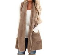 Chaleco largo de punto para mujer, chaleco de punto para mujer, chaleco de punto de talla superior para mujer, chalecos con capucha del Reino Unido, chalecos sin mangas, chaleco ligero para mujer