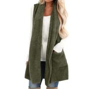 Chaleco largo de punto para mujer, chaleco de punto para mujer, chaleco de punto de talla superior para mujer, chalecos con capucha del Reino Unido, chalecos sin mangas, chaleco ligero para mujer