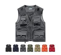 Chaleco Ligero Para Hombre, Informal, Multibolsillos, Transpirable, De Malla, Con Cremallera, Sin Mangas, Para Actividades Al Aire Libre, Senderismo, Pesca, Fotografía, Correr Y Trabajar(Gray,S)