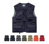 Chaleco Ligero Para Hombre, Informal, Multibolsillos, Transpirable, De Malla, Con Cremallera, Sin Mangas, Para Actividades Al Aire Libre, Senderismo, Pesca, Fotografía, Correr Y Trabajar(Dark blue,3XL