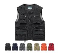 Chaleco Ligero Para Hombre, Informal, Multibolsillos, Transpirable, De Malla, Con Cremallera, Sin Mangas, Para Actividades Al Aire Libre, Senderismo, Pesca, Fotografía, Correr Y Trabajar(Black,L)