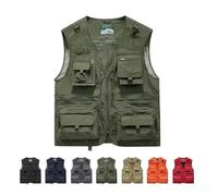 Chaleco Ligero Para Hombre, Informal, Multibolsillos, Transpirable, De Malla, Con Cremallera, Sin Mangas, Para Actividades Al Aire Libre, Senderismo, Pesca, Fotografía, Correr Y Trabajar(Military gree