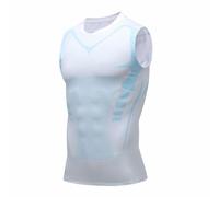 Chaleco modelador iónico de nueva edición, material de seda helada ultra transpirable diseñado para hombres que buscan el cuerpo perfecto, tirantes de compresión para hombre, 01 blanco, M