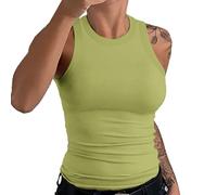 Chaleco Mujer Camisa Blanca Mujer Tank Top sin Mangas Informal Blusa de Tirantes Camiseta Rib Cuello básico de Verano Básica Shirt Sexy Holgada Casual Chaleco Tops Elegante S GN2-b
