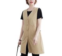 Chaleco Mujer Chalecos Largos De Lino Para Mujer Gabardina De Verano Con Cuello En V Botones Y Cinturón Blazer Ligero Sin Mangas Chaqueta Con Frente Abierto Chaleco Largo De Lino Para Mujer Con Bol