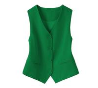 Chaleco Mujer Chaqueta Verano Mujer Ajustado con Botones Cuello V Chaleco sin Mangas con Abertura Frontal para Trabajo y Negocios