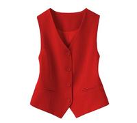 Chaleco Mujer Chaqueta Verano Mujer Ajustado con Botones Cuello V Chaleco sin Mangas con Abertura Frontal para Trabajo y Negocios 2026