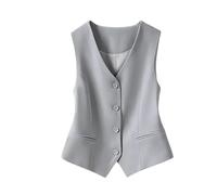 Chaleco Mujer Chaqueta Verano Mujer Ajustado con Botones Cuello V Chaleco sin Mangas con Abertura Frontal para Trabajo y Negocios