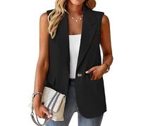 Chaleco Mujer Chaquetas Tipo Blazer Sin Mangas Para Mujer Chalecos Largos De Oficina Chalecos De Traje Casuales Ligeros De Un Botón Chaleco De Solapa Con Muesca Cárdigan Abierto Por Delante Chalec