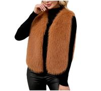 Chaleco Mujer de Piel Sintética Elegante Cuello V Chalecos Cálido Color Sólido Chaqueta Sin Mangas de Foro Polar de Doble Cara Suave y Cómodo Abrigo Corto Invierno Moda Versátil Chalecos Exteriores
