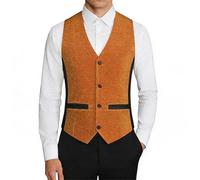 Chaleco Mujer Moda Cardigan Chaqueta formal masculina de seda ajustada modelo 2026 ideal para eventos con espalda y elegante (Orange, L)