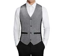 Chaleco Mujer Moda Cardigan Chaqueta formal masculina de seda ajustada modelo 2026 ideal para eventos con espalda y elegante (Grey, XXL)