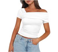 Chaleco Mujer,Moda Slim Fit Camiseta Tirantes Mujer en Sloping Shoulders Sexy Color Solido Corta Camiseta Mujer de Sin Manga en Multicolor Casual Ajustado Sleeveless T-Shirt para Verano