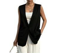 Chaleco Mujer Vestir Chaleco Largo Para Mujer Blazer Sin Mangas Chalecos De Oficina Elegante Cuello En V Chaqueta De Un Botón Chaleco Largo Abrigo Largo Ligero Ropa De Abrigo Informal De Negocios D
