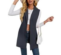 Chaleco Mujer Vestir Chaleco Largo Para Mujer Sin Mangas Tipo Blazer Con Frente Abierto Abrigo Largo Tipo Gabardina Elegante De Color Liso Ligero Para Primavera Y Verano Ropa De Abrigo Informal De N