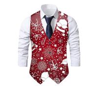 Chaleco navideño para hombre, chaleco de traje, divertido, chaleco de Navidad, festivo, de Santa, para fiesta, boda, sin mangas, Slim Fit, a cuadros, chaleco de traje, chaleco de Navidad, chalecos