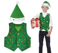 Chaleco navideño para niño, disfraz de Navidad, gorro de chaleco para niños | Conjunto de gorro de Papá Noel para disfraz de circo