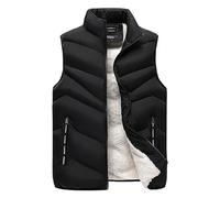 Chaleco Negro Hombre, Chaleco Trabajo Plumas Con Cremallera Acolchado Algodón Con Bolsillos Chaleco Negro Calefactable Cómodo Colete Chaleco Running Chaleco De Trabajo Chaleco Acolchado Termica