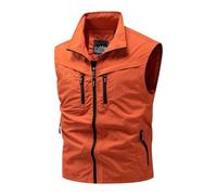Chaleco para hombre al aire libre, sin mangas, chaleco de pesca, cierre de cremallera, cuello alto, chaleco de trabajo, transpirable, chaleco técnico, fácil de secado rápido, para verano, safari