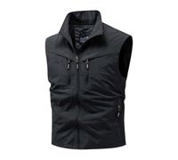 Chaleco para hombre al aire libre, sin mangas, chaleco de pesca, cierre de cremallera, cuello alto, chaleco de trabajo, transpirable, chaleco técnico, fácil de secado rápido, para verano, safari