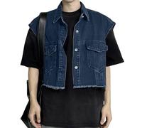 Chaleco para hombre "Chaleco Vaquero Unisex De Ajuste Holgado, Chaqueta Sin Mangas Para Estilo Casual, Top Corto Sin Vientre Para Hombres Mujeres 2026, azul, L