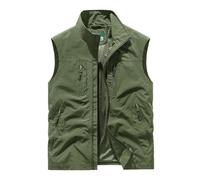 Chaleco para hombre, chaqueta sin mangas de gran tamaño con bolsillos, cuello alto, chaleco ligero casual para viajes al aire libre, Ejercito Verde, M