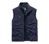 Chaleco para hombre, chaqueta sin mangas de gran tamaño con bolsillos, cuello alto, chaleco ligero casual para viajes al aire libre, azul, 5XL