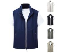 Chaleco para hombre con bolsillos con cremallera, chaleco de cuello con cremallera completa para hombre, chaleco suave y resistente al viento, chalecos ligeros y transpirables, chalecos minimalistas