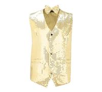 Chaleco para hombre de invierno de gran tamaño, chaleco de traje de lentejuelas de color sólido para hombres, con lazo de lentejuelas, discoteca, danza, boda, para hombres, chaqueta de viento, dorado