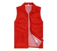 Chaleco para hombre, transpirable, monocolor, informal, chaleco de trabajo para voluntario, sin mangas, cuello de solapa, ajuste regular, para primavera, verano, invierno (M rojo)