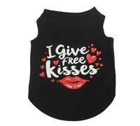 Chaleco para mascotas, camiseta de verano ligera y transpirable con estampado "I Lover Mom Dad" para gatos, cachorros, perros pequeños, medianos, niños y niñas, M (negro-beso)
