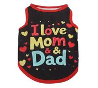 Chaleco para mascotas, camiseta de verano ligera y transpirable con estampado "I Lover Mom Dad" para gatos, cachorros, perros pequeños, medianos, niños y niñas, M (negro, M y D)