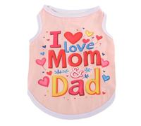 Chaleco para mascotas, camiseta de verano ligera y transpirable con estampado "I Lover Mom Dad" para gatos, cachorros, perros pequeños, medianos, niños y niñas, M (rosa, M y D)