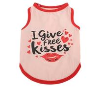 Chaleco para mascotas, camiseta de verano ligera y transpirable con estampado "I Lover Mom Dad" para gatos, cachorros, perros pequeños, medianos, niños y niñas, M (rosa-beso)