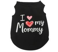 Chaleco para mascotas, camiseta de verano ligera y transpirable con estampado "I Lover Mom Dad" para gatos, cachorros, perros pequeños, medianos, niños y niñas, M (negro-amorMM)