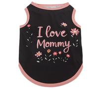 Chaleco para mascotas, camiseta de verano para gato, perro, ligera, transpirable, con estampado "I Lover Mom Dad", para gatos, cachorros, perros pequeños, medianos, niños y niñas, M (flor negra)