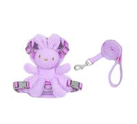 Chaleco para Mascotas Conjunto de arnés y Correa para Perros sólidos Oso de Bolsillo Ropa Reflectante para Mascotas para Entrenamiento para Caminar de Chihuahua Yorkie (púrpura M 4_8 kg)