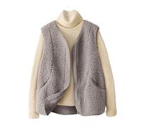 Chaleco para mujer - Cardigan Mujer Chic Y Elegant Tops Polar Tops Cómodo Abrigo Color Sólido Outwear Suelto Sudadera Otoño Chaqueta sin Mangas Integrada Chaleco Elegant Cardigan Casual Chaqueta