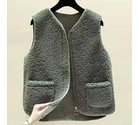 Chaleco para mujer, chaleco acolchado de felpa cálido de manga larga con cierre de cremallera, ligero y alternativo para uso casual, primavera, otoño e invierno (6XL, verde)